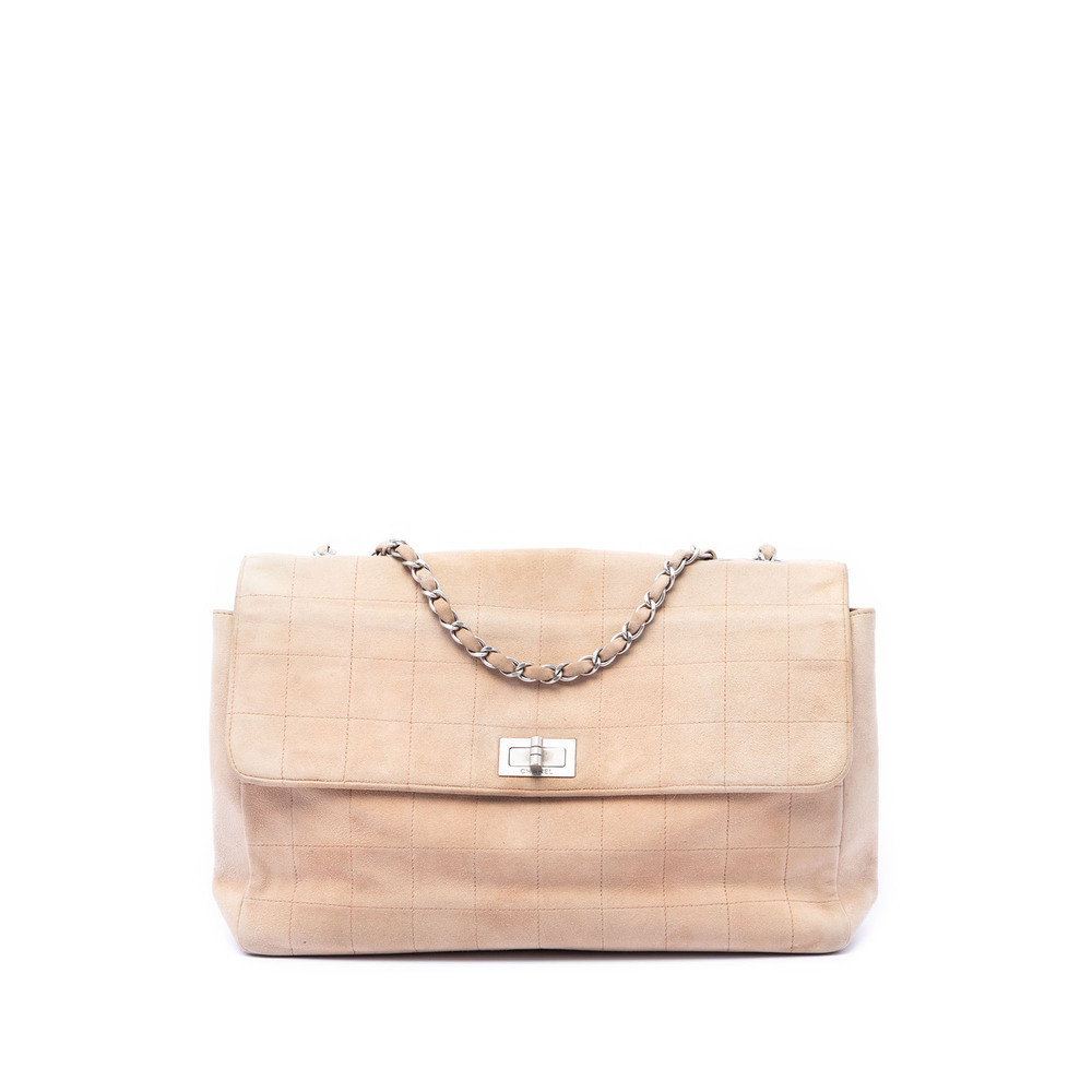 Pre-Loved Chanel Choco Bar Suede Mademoiselle Turnlock Flap